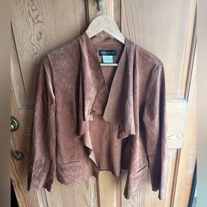 Brown Draped Suede Leather Jacket Size Medium